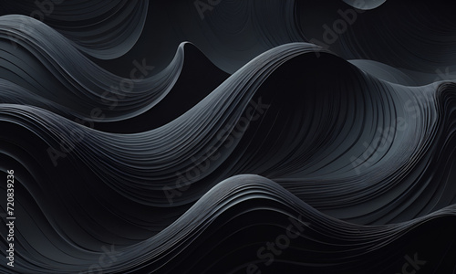 Dark abstract wallpaper background with flowing waves