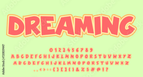 Dreaming font comic cute Coloring text effect Alphabet Alphabet cute retro display font lettering handwritten