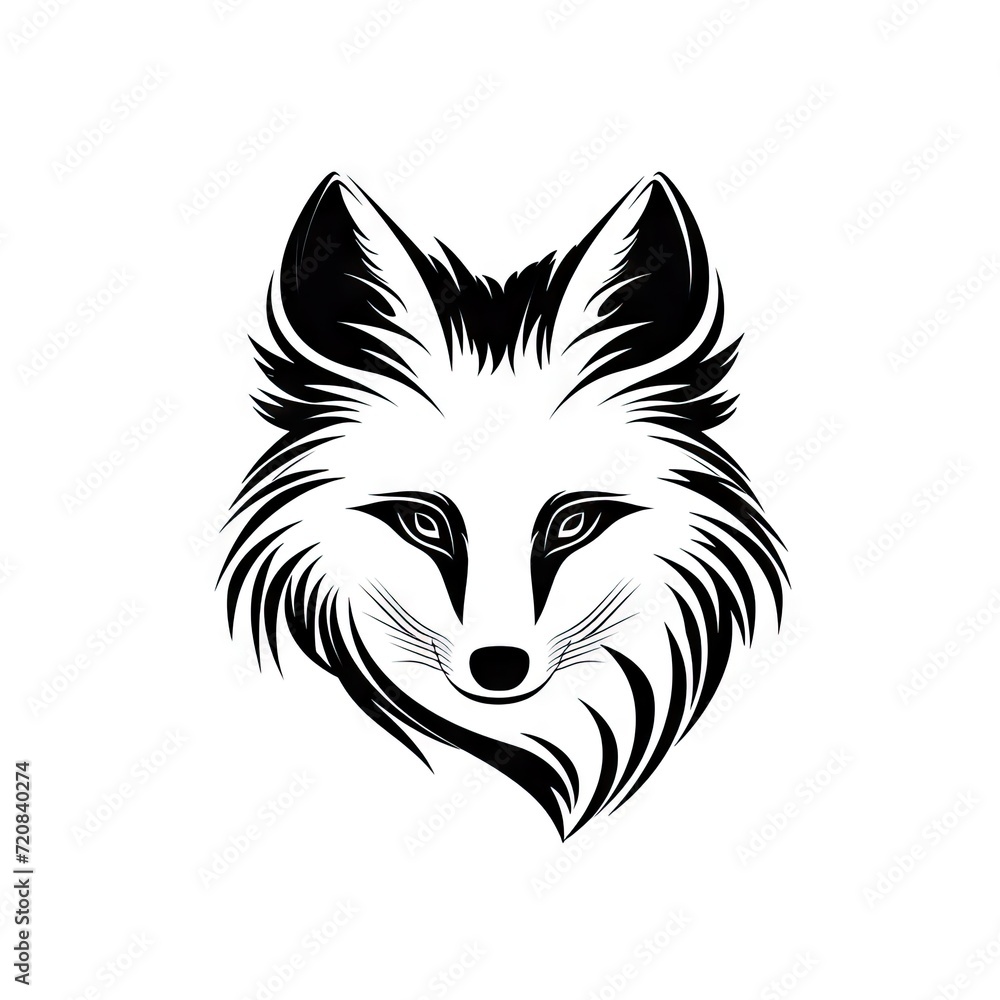 Fox Head Icon, Minimal Coyote Portrait, Vulpes Face Silhouette, Polar Fox Icon Fox Head Icon, Minimal Coyote Portrait, Vulpes Face Silhouette, Polar Fox Icon