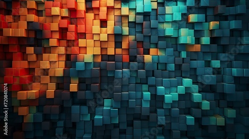 Abstract 3d rendering of colorful cubes. Futuristic background with cubes. Generative AI