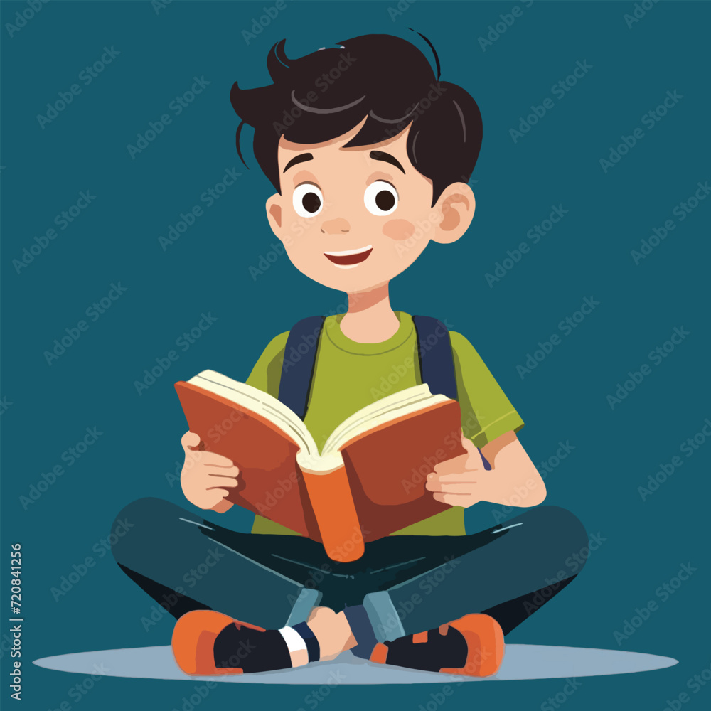 vector of happy kids enjoy reading a book, happy book day international. vector of happy kids enjoy reading a book, happy book day international.