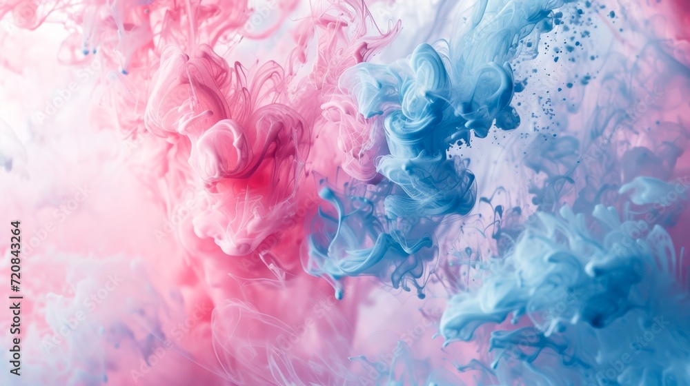 Fototapeta premium Mesmerizing swirls of vibrant pink and blue dance together in an abstract painting, evoking feelings of colorfulness and creativity