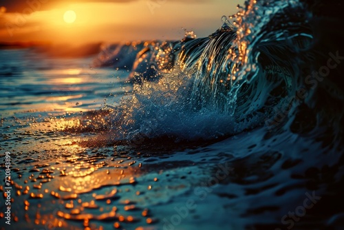 The mesmerizing collision of water and wind creates a breathtaking display of nature's power and beauty as the sun sets over the tranquil ocean © Radomir Jovanovic