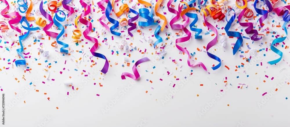 Vibrant Celebratory Tape on a Captivating White Background Creates an Exquisite Celebratory Tape Art with an Elegantly Contrasting White Background
