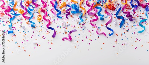Vibrant Celebratory Tape on a Captivating White Background Creates an Exquisite Celebratory Tape Art with an Elegantly Contrasting White Background