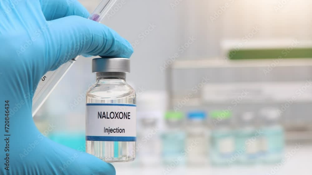 NALOXONE in a vial, Chemicals used in medicine or laboratory NALOXONE in a vial, Chemicals used in medicine or laboratory