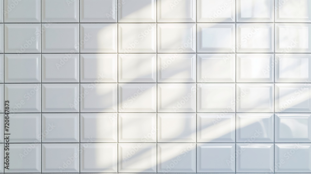 Clean white chequered ceramic tile wall texture for bathroom and kitchen. Clean white chequered ceramic tile wall texture for bathroom and kitchen.