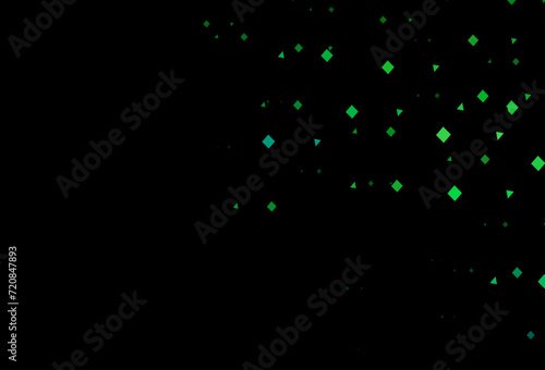 Dark blue, green vector background with triangles, circles, cubes.
