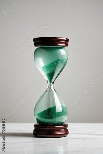 "AI-Generated Hourglass with Green Sand" 
