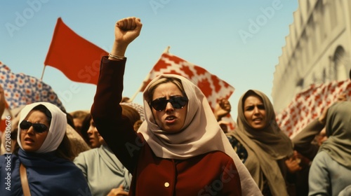 Moroccan Women Marching for Equality in the 60s AI Generated