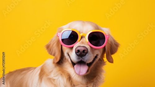 Cute and Funny Golden Retriever in Trendy Yellow AI Generated
