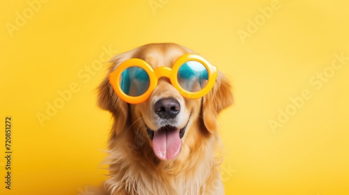 Cute and Funny Golden Retriever in Trendy Yellow AI Generated © Alex