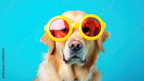 Cute and Funny Golden Retriever in Trendy Yellow AI Generated