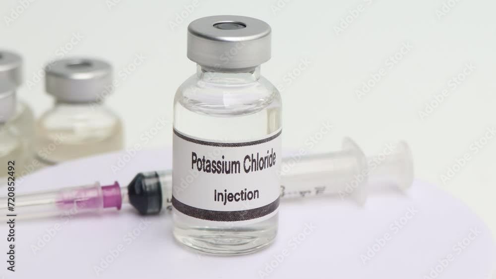 Potassium Chloride in a vial, Chemicals used in medicine or laboratory experiment Potassium Chloride in a vial, Chemicals used in medicine or laboratory experiment