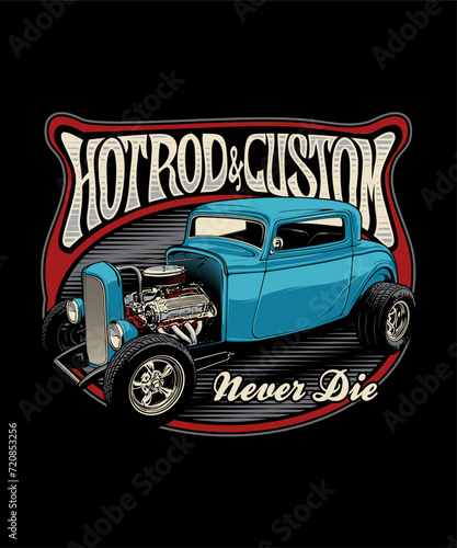 Hotrod & Custom  Vintage Vector Illustration