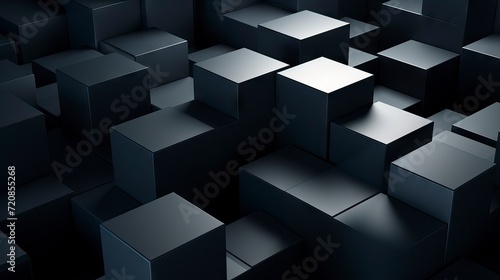 Abstract 3d rendering of chaotic black and white cubes. Futuristic background. Generative AI