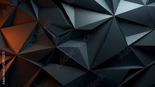Abstract background of black and brown triangles. 3d rendering, 3d illustration. Generative AI