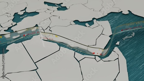 International trade route through busy Suez Canal. photo