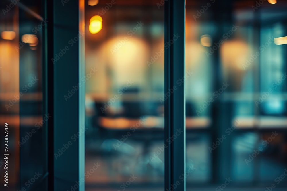Blurry Photo of Glass Door in Restaurant