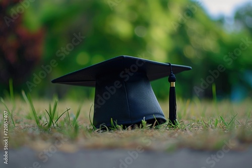 Graduation Cap on Grass Field