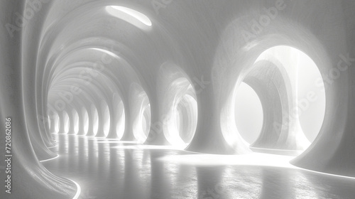 3D rendering white corridor