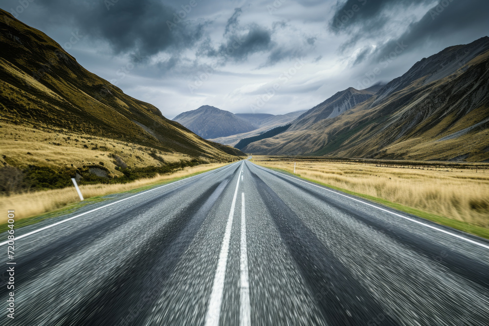 Naklejka premium Road through mountains.