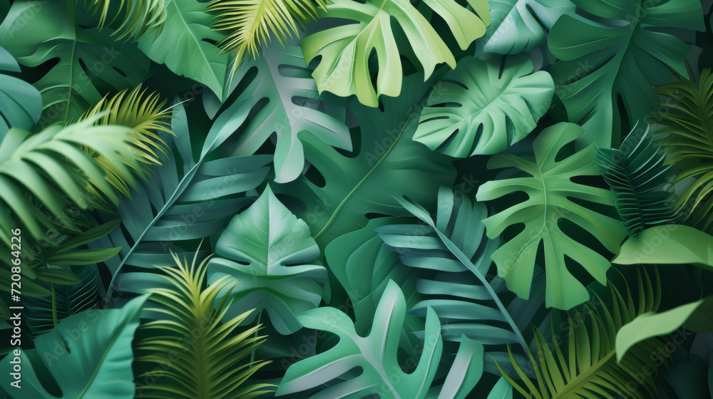 Tropical leaves made of paper.