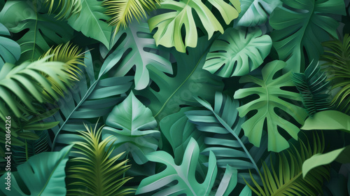 Tropical leaves made of paper.