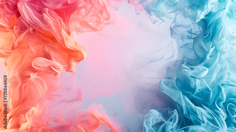Creative Graphic Design Abstract Background - Liquid smoke - pink and blue with copy space.