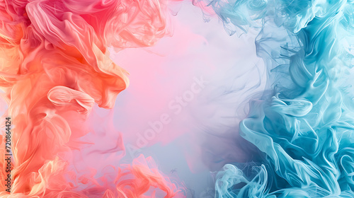 Creative Graphic Design Abstract Background - Liquid smoke - pink and blue with copy space.