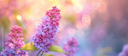 Captivating One Lilac Flower Blooming in the Vibrant Spring Atmosphere: A Stunning Display of One Lilac Flower Blooming in the Splendor of Spring