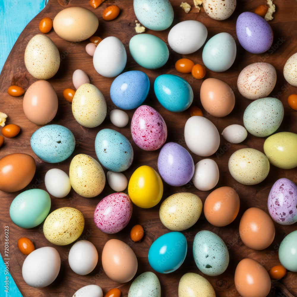 Stylish Easter eggs in wooden plate Stylish Easter eggs in wooden plate