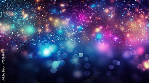 outer space. Abstract illustration with many lights on black background. Shining star. Decoration for holiday design.