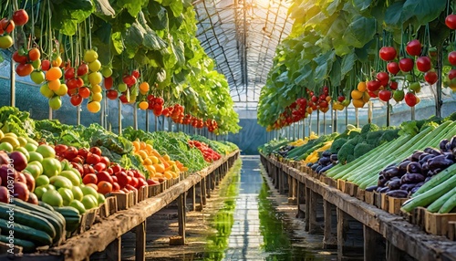 fresh fruits and vegetables for commercial and non commercial use inside the greenhouse  photo