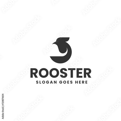Vector Logo Illustration Rooster Pose Vintage Style