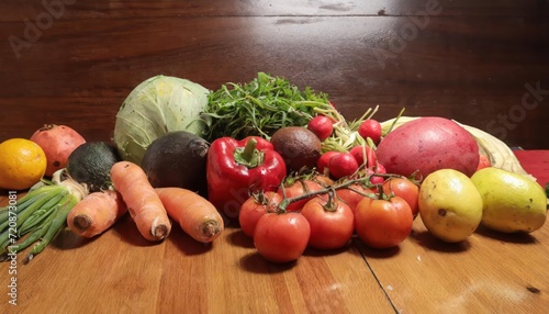 fresh fruits and vegetables for commercial and non commercial use inside the greenhouse  photo