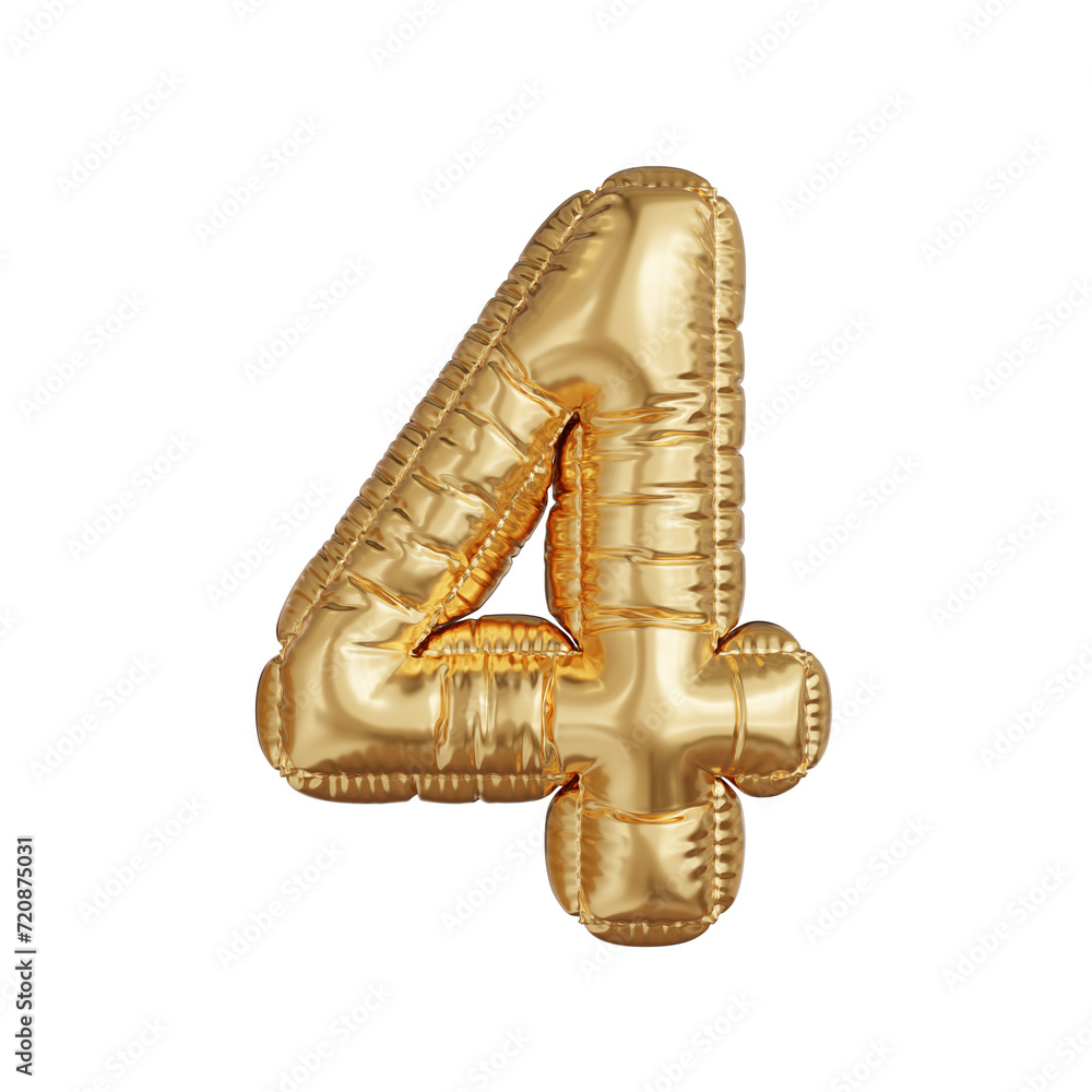 3D Balloon Inflated number 4 3D Balloon Inflated number 4