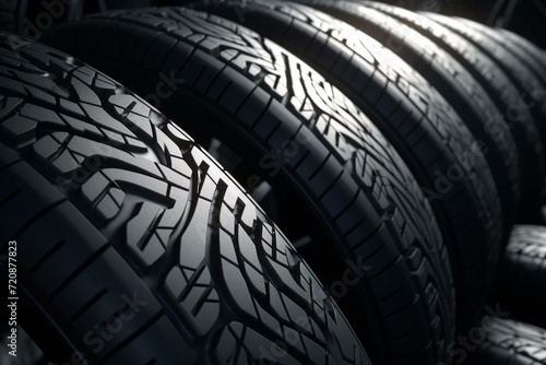Background with car tires created using advanced technology. Generative AI