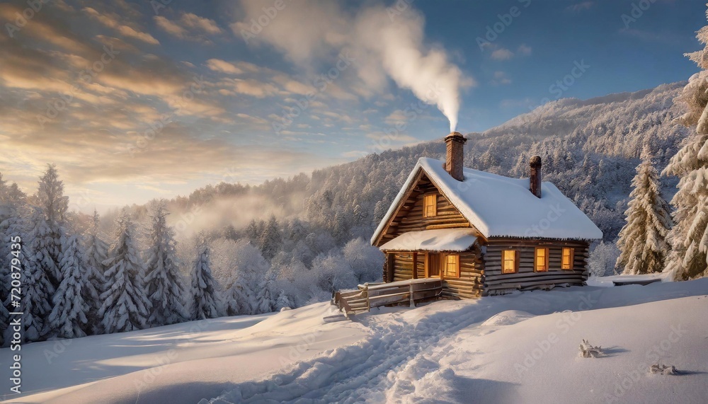 Beautiful winter landscape in the Carpathian mountains, Ukraine.