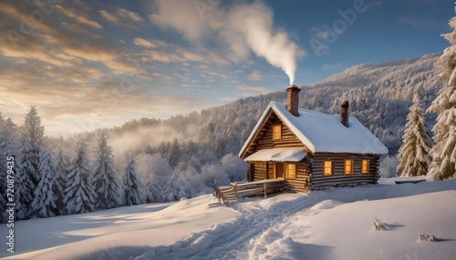 Beautiful winter landscape in the Carpathian mountains, Ukraine.