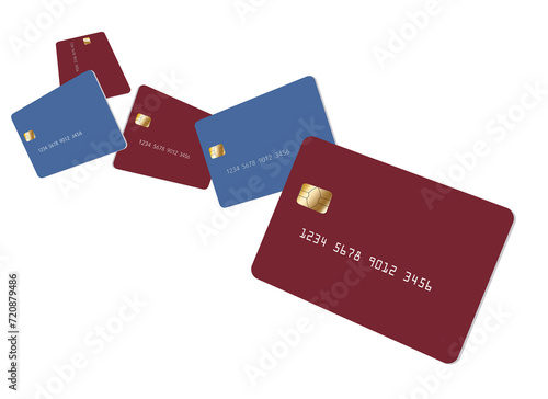 Credit cards are seen in a graphic illustration that is colorful. It is a generic design.