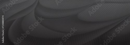 Abstract background of soft curved surfaces in black tones covered with a grid of thin parallel lines