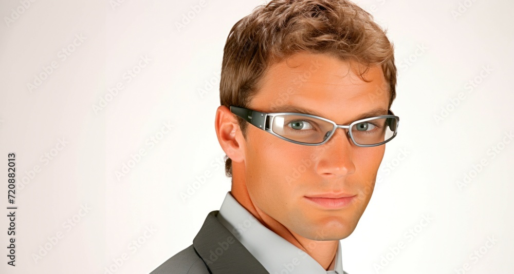 Portrait of a young businessman in glasses on a white background. Portrait of a young businessman in glasses on a white background.