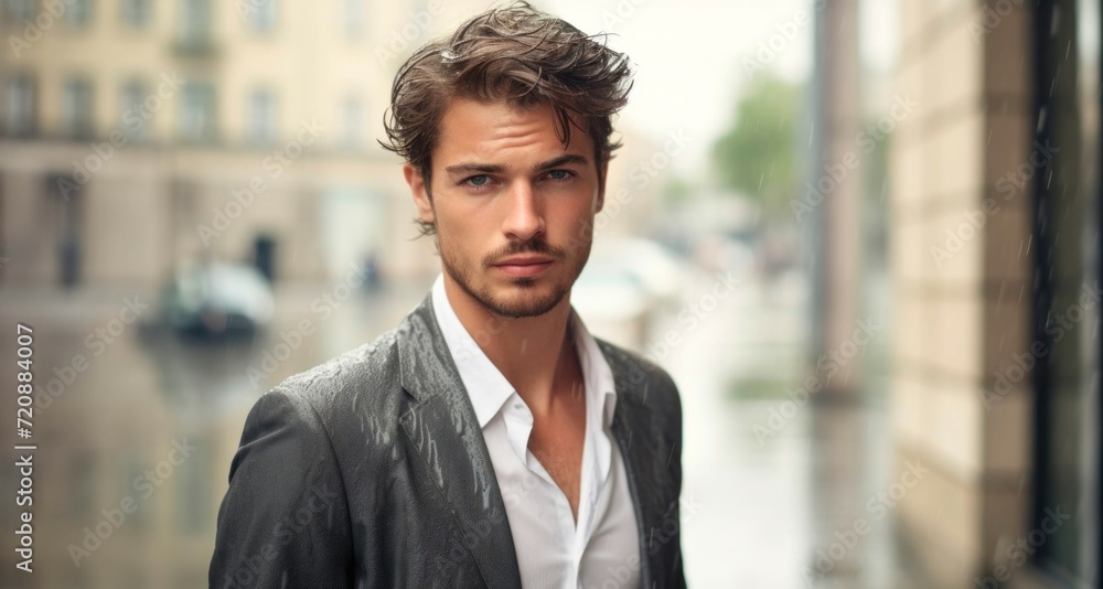 Portrait of a handsome young man in urban setting. Man looking at camera. Portrait of a handsome young man in urban setting. Man looking at camera.