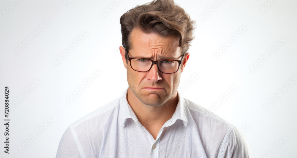 Portrait of a young man with eyeglasses on white background Portrait of a young man with eyeglasses on white background
