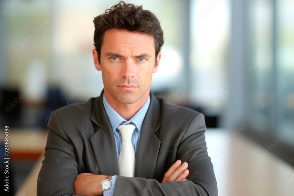 Portrait of a confident businessman standing with arms crossed in an office Portrait of a confident businessman standing with arms crossed in an office