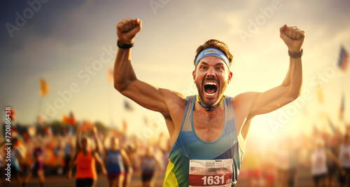 Marathon Run Marathon Athlete Successful Victory Winning Concept Copy Space