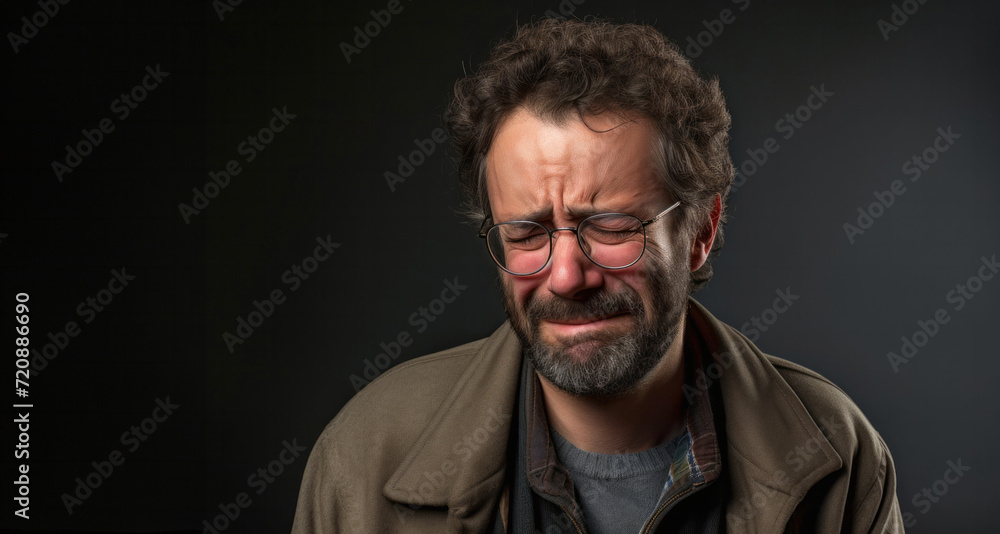 Portrait of a man with glasses and a beard on a black background