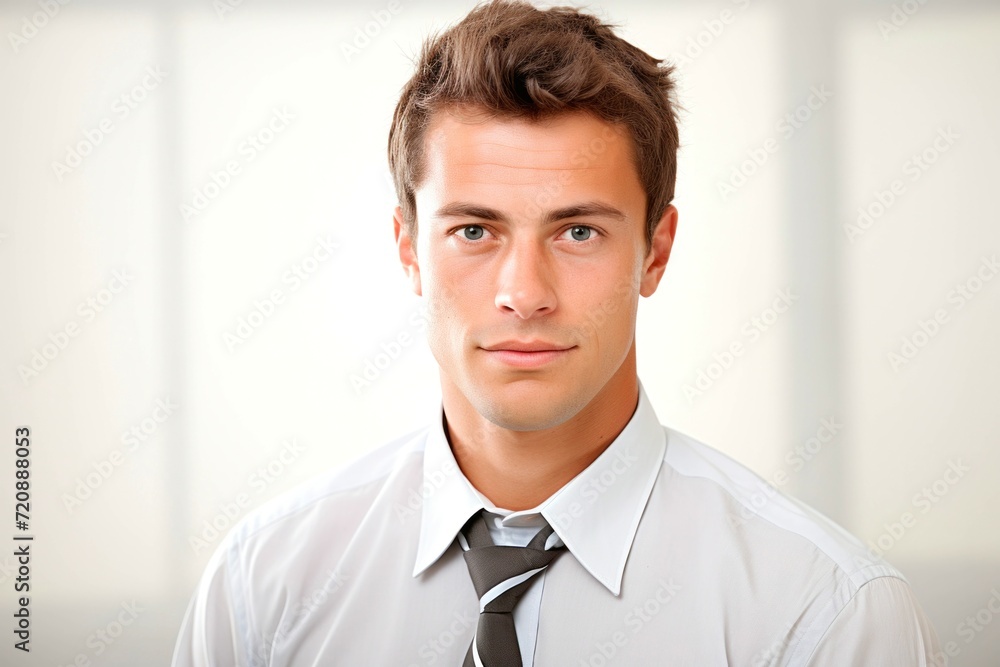 Portrait of a handsome young businessman standing against white background, looking at camera Portrait of a handsome young businessman standing against white background, looking at camera
