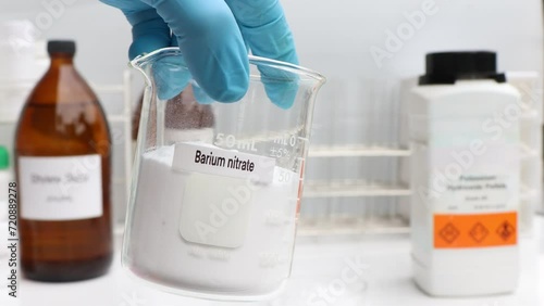 Barium nitrate in chemical container , chemical in the laboratory and industry, Raw materials used in production or analysis